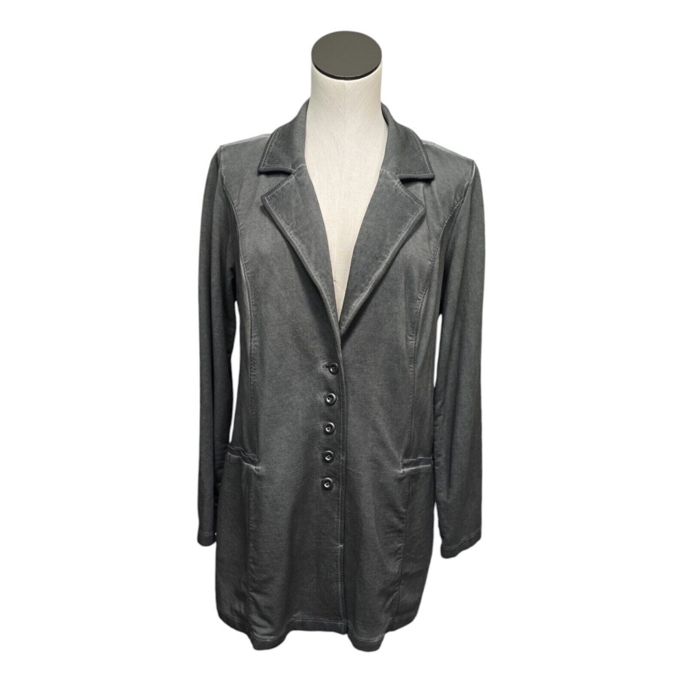 Soft Surroundings Gray‎ Long Sleeve Button Front Jacket Blazer Women's Medium